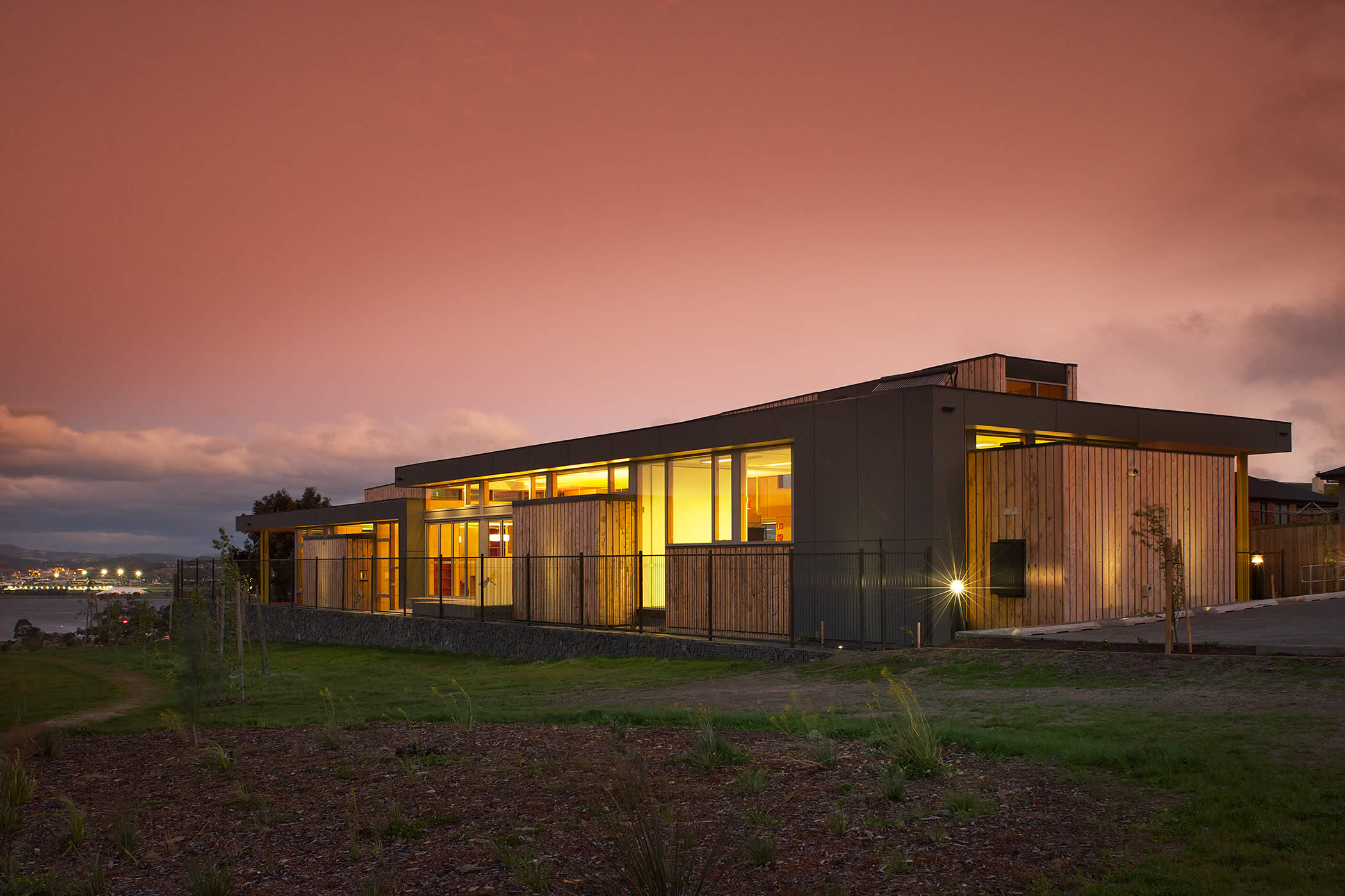 Chigwell Child and Family Centre, Tasmania:  Environmentally sustainable design with passive solar planning, double glazing, solar walls, insulation and hydronic in-floor heating, deliver an energy and cost efficient outcome. Photo by Ray Joyce.