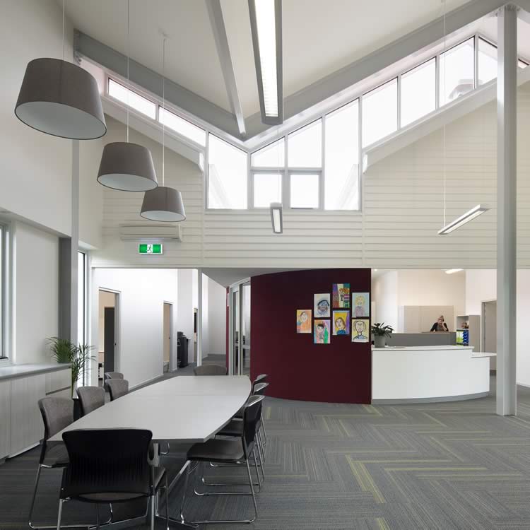 The light, welcoming Glenorchy Primary School administration area reflects our non-institutional, inclusive and respectful design approach, and establishes a sense of community worth and pride.