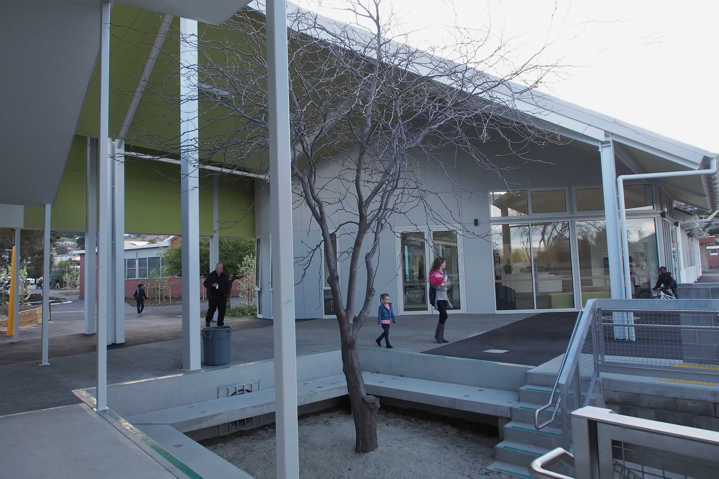 Glenorchy Primary School upgrade, Glenorchy Tasmania: The scale of the new administration area creates an easy to find destination at the heart of the school aiding way finding, and establishing identity and pride.